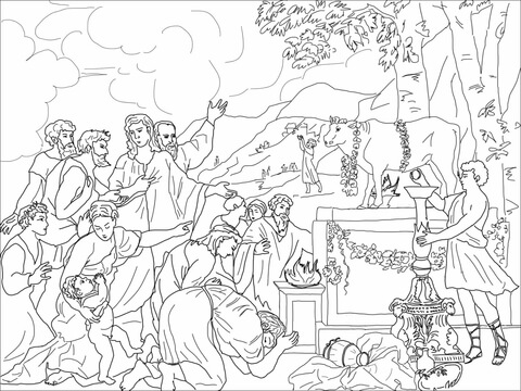 Adoration Of Golden Calf Coloring Page